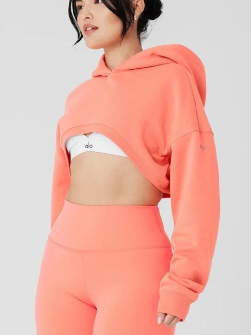 Alo Cropped Shrug It Off Candy Orange, Size: S